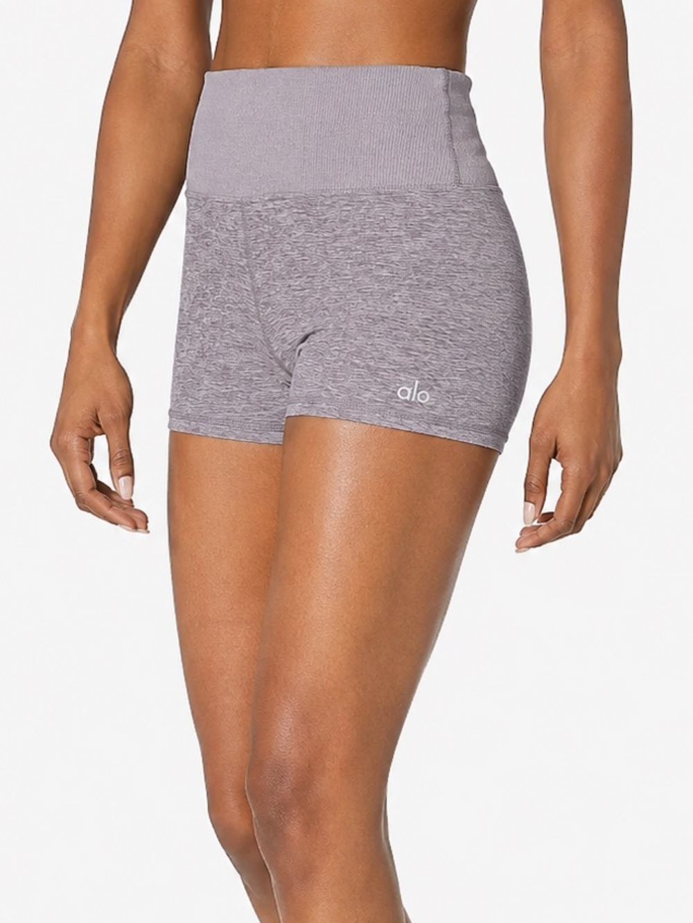Alo Yoga Alosoft Aura High Rise Shorts 3” Heather Mauve Size Small
